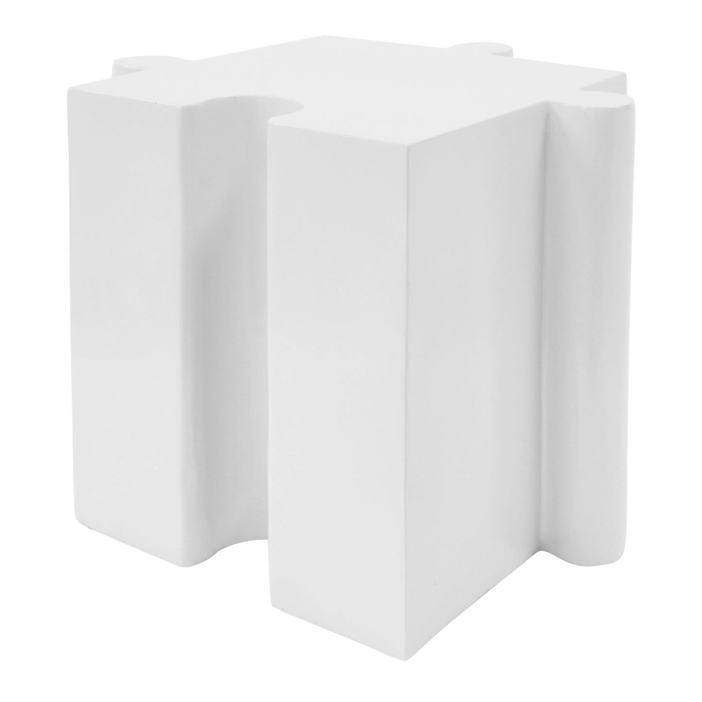 Puzzle Art Side Table, Modular Convex Edge MGO Table - Buy Singles or Combine for Custom Layouts,  Indoor & Outdoor,White Color