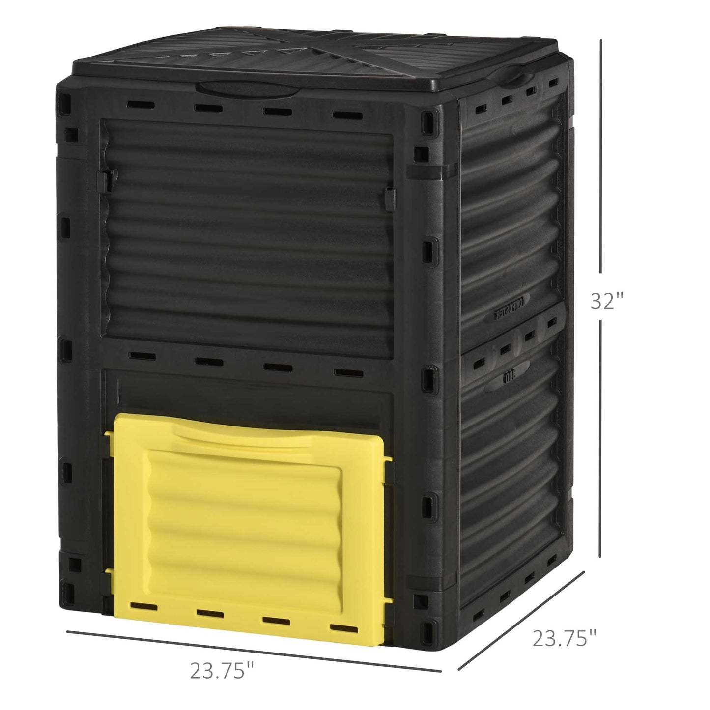 Outsunny Garden Compost Bin 80 Gallon Outdoor Large Capacity Composter Fast Create Fertile Soil Aerating Box, Easy Assembly, Yellow