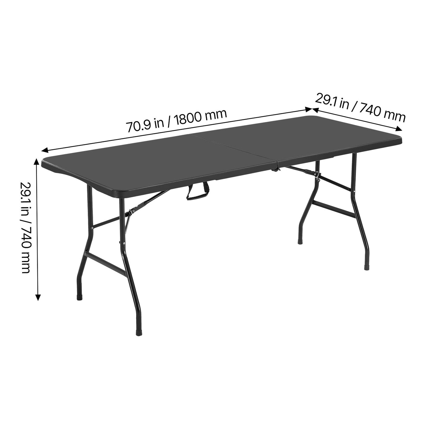 6 Ft Plastic Folding Table Portable Picnic Utility Table Handle Indoor Outdoor