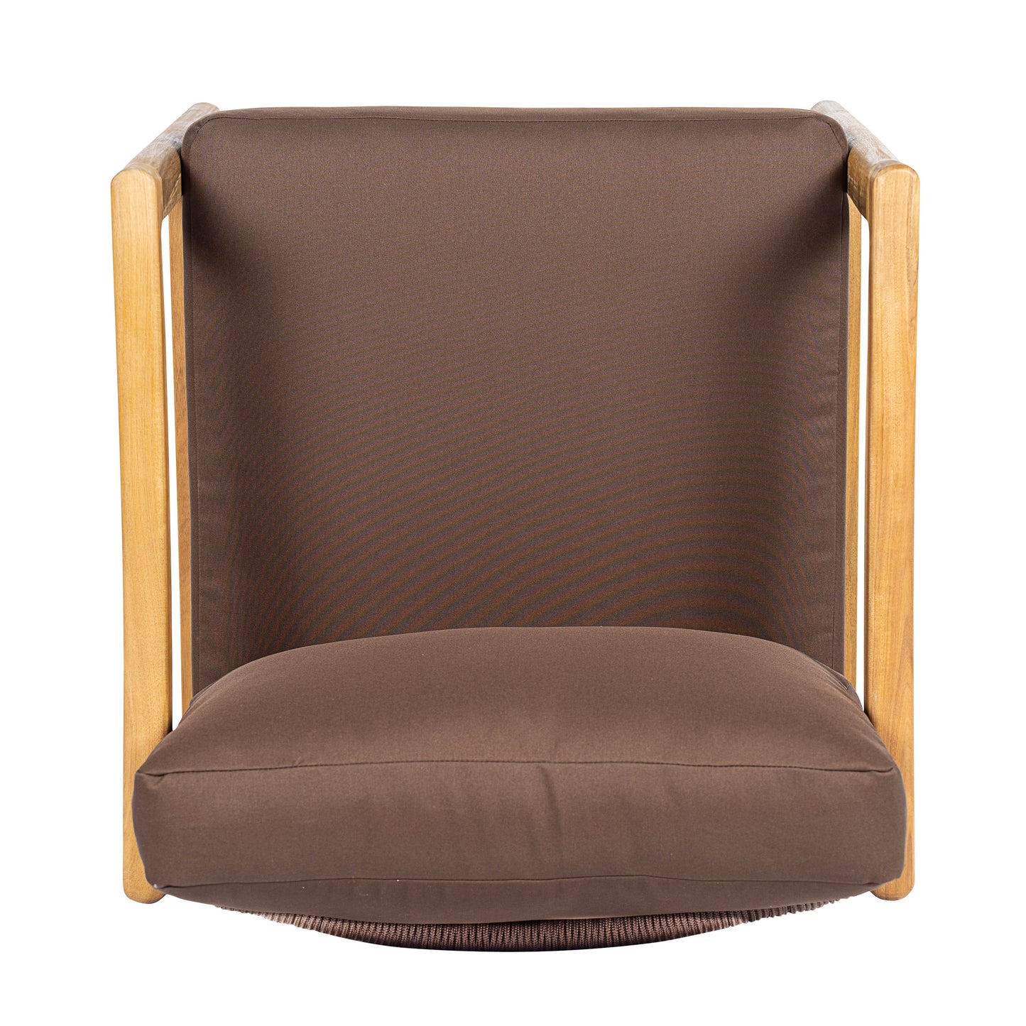Outdoor Club Chair , Acacia Wood Frame with Rope Back Detail, Water-Repellent Brown Cushions for Patio/Backyard/Deck