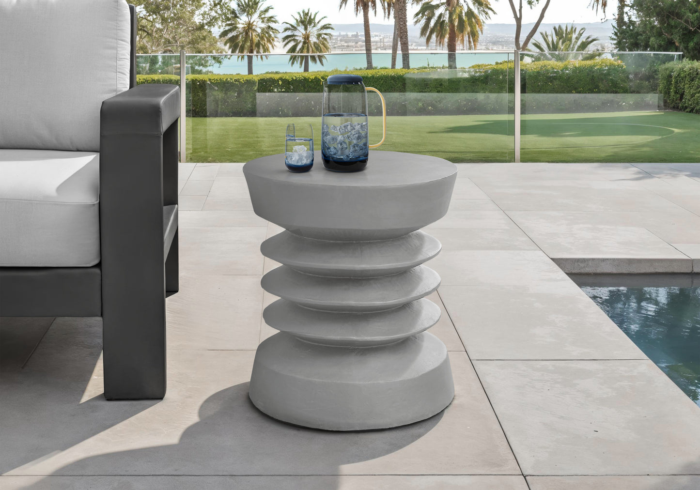 Accent Table, 25"h, Indoor Or Outdoor, Side Table, End, Bedroom, Living Room, Nightstand, Round, Grey, Contemporary, Modern