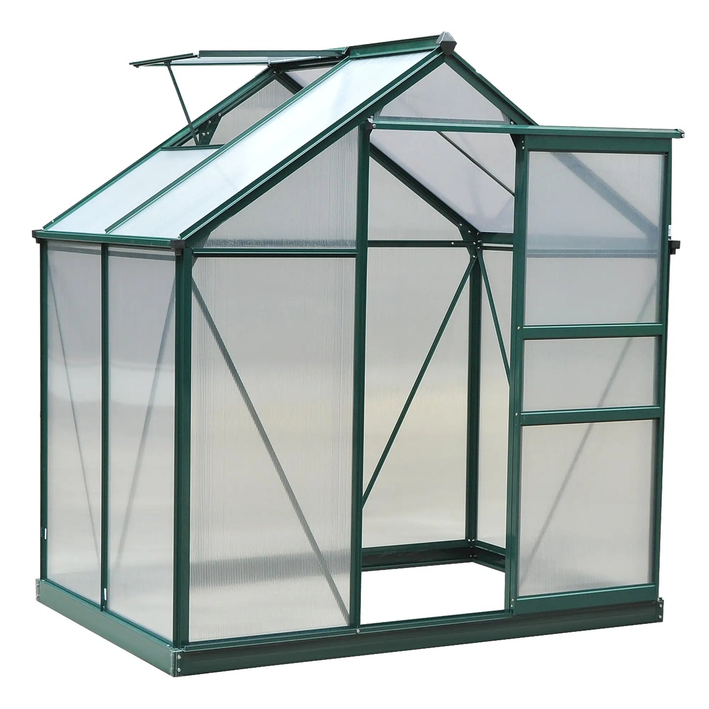 Greenhouse 6' x 4' for Outdoors, Polycarbonate Greenhouse with Rain Gutter and Roof Vent