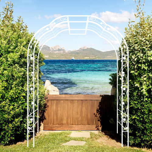 98.4 in. x 59 in. Iron Garden Arbor Trellis in White