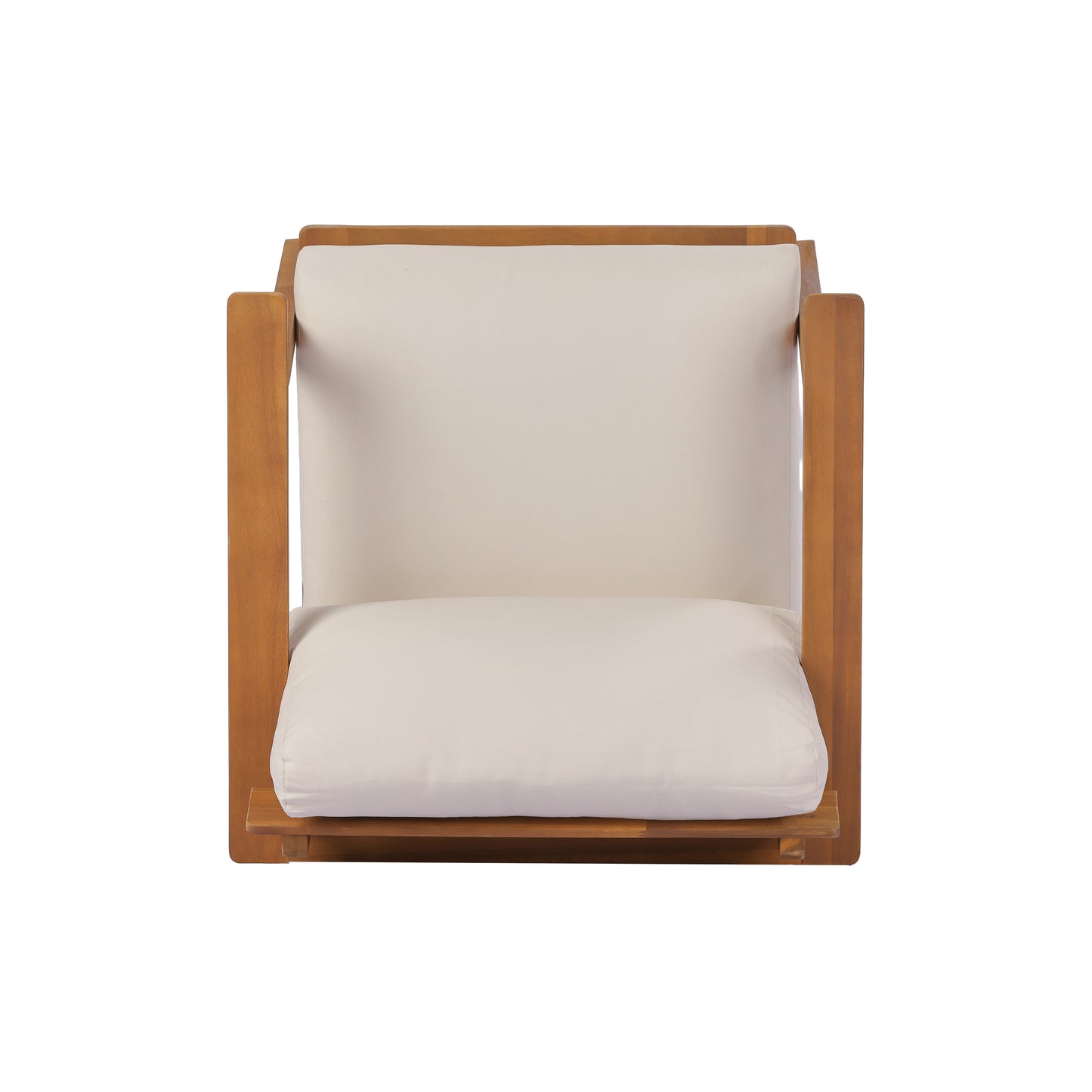 29.5" Mid-Century Modern Acacia Wood Outdoor Club Chair, Patio Armchair with Weather-Resistant Cushions & Solid Hardwood Frame