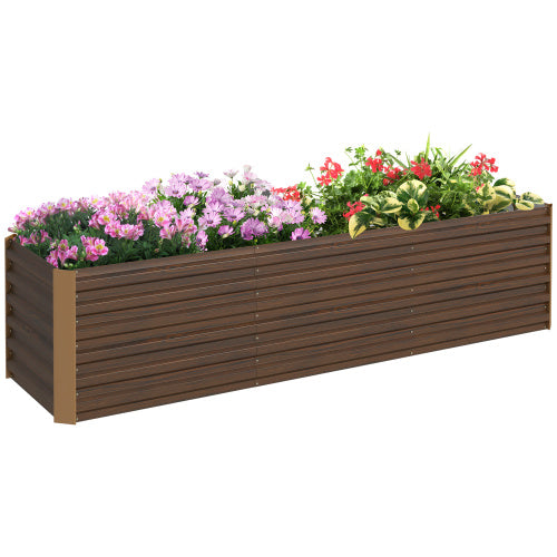 Outsunny 8 x 2 x 2ft Galvanized Raised Garden Bed Kit, Outdoor Metal Elevated Planter Box with Safety Edging, Large Raised Bed for Growing Flowers, Herbs and Vegetables