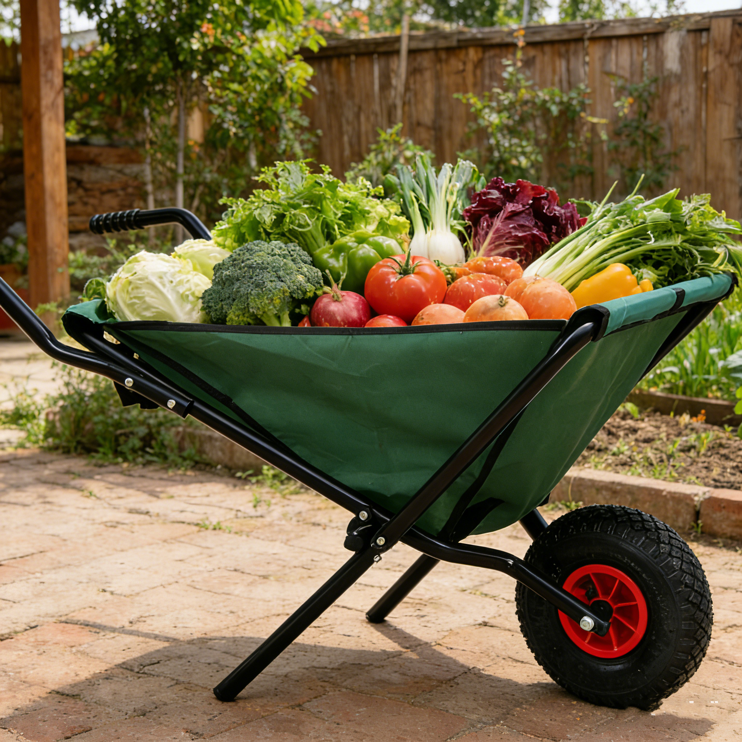 Collapsible Wheelbarrow 176 lbs Folding Yard Garden Wheelbarrow Foldable Lightweight Gardening Heavy Duty Oxford Cloth Green Lawn Cart for Grass, Leaf, Garden Supplies, 10" Pneumatic Tire