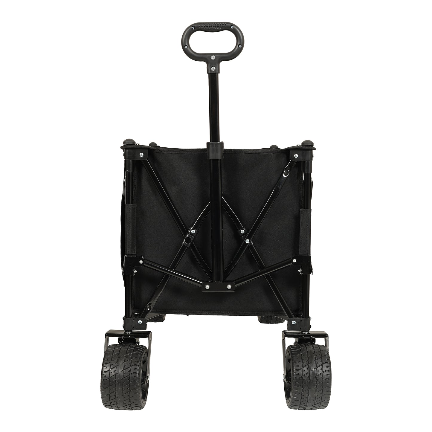 Collapsible Foldable Extended Wagon,480lbs Weight Capacity, Heavy Duty Folding Utility Garden Cart with Big All-Terrain Beach Wheels & Drink Holders,Side Pocket and Brakes, Black