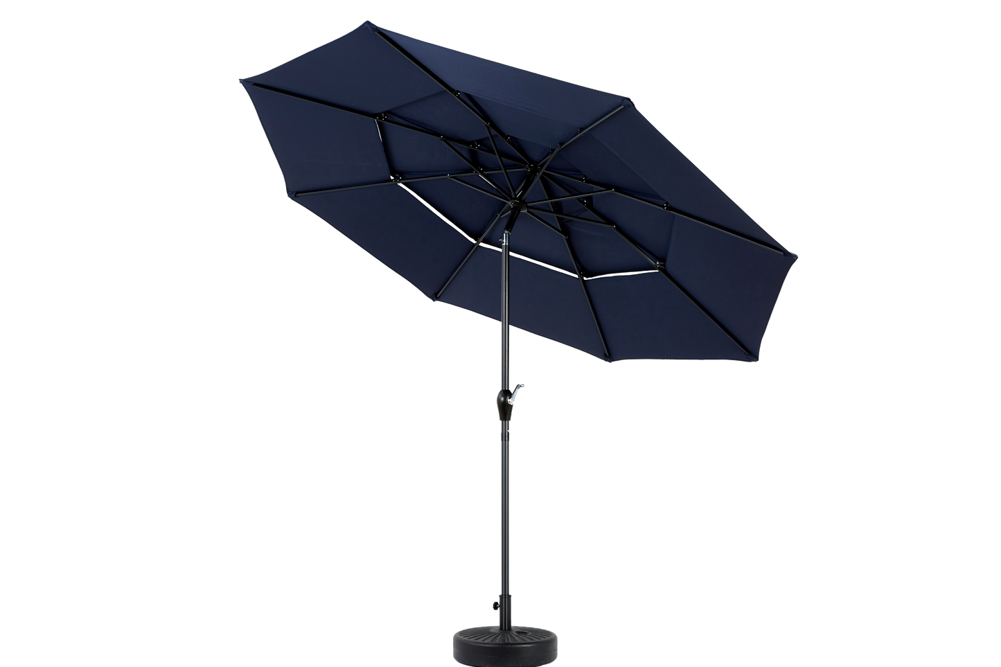 Aluminium 10ft 3 Tier Auto-tilt Umbrella ,Outdoor Patio Umbrella - Market Table Pool Deck Umbrella (Base Not Included)   - (Navy blue )