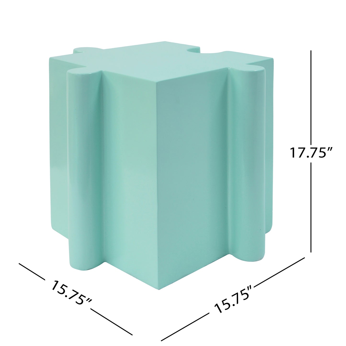 3-Piece Artistic Puzzle Table Set,Modular MGO Side Tables with Interlocking Design (2 Convex & 1 Concave), 200lb Capacity for Indoor & Outdoor, Light Green & Light Blue Color