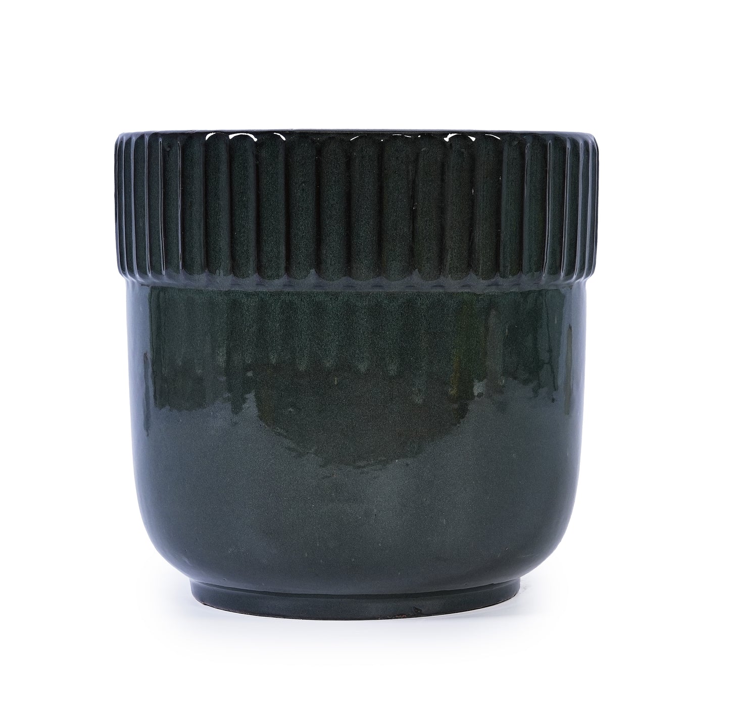 Handmade Ceramic Planter Set of 3, 15/14/9 Inch Diameter, Black Ribbed Pattern, for Succulents Indoor/Outdoor Use on Windowsill & Bookshelf, Breathable Clay