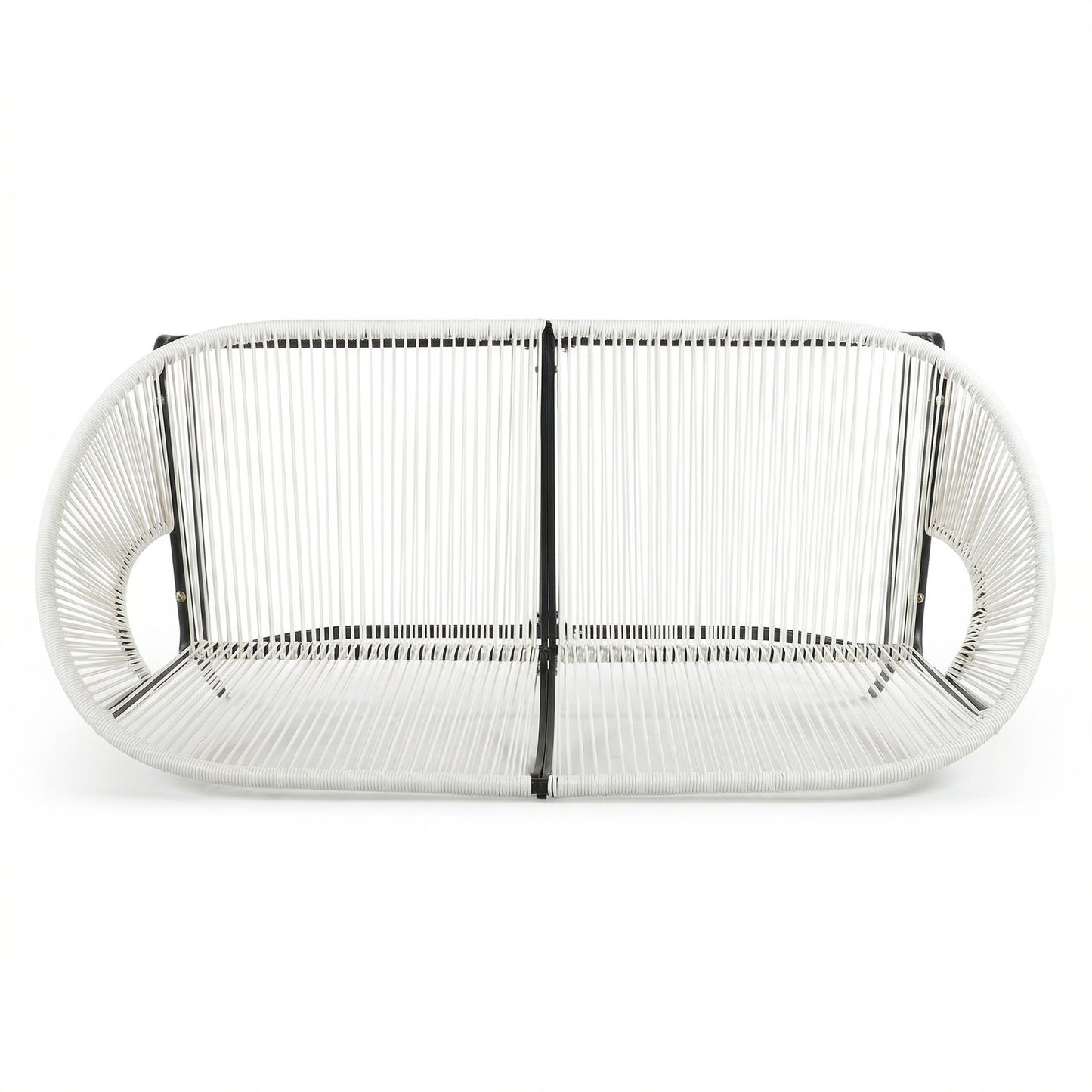 CONDESSA OUTDOOR PATIO WICKER LOVE SEAT, WHITE PE RATTAN &  IRON FRAME, SET OF 1