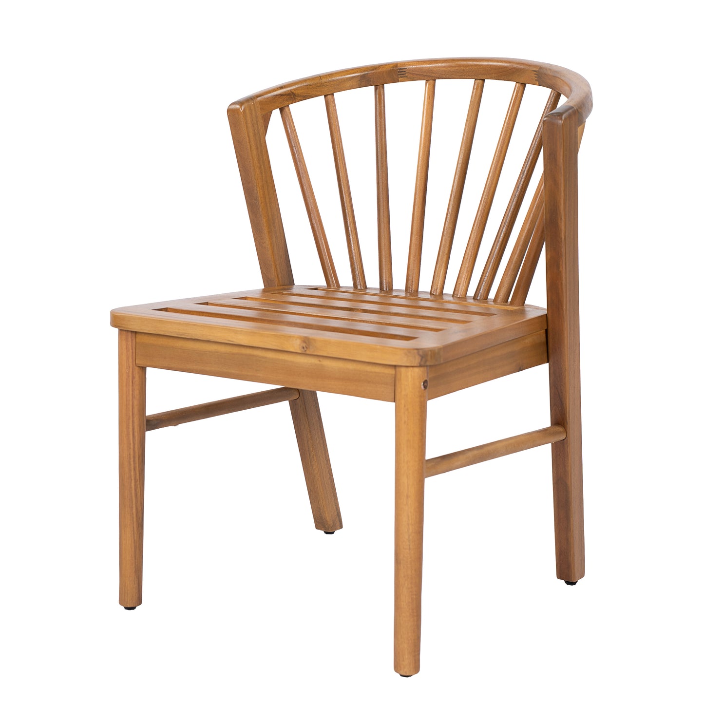 Outdoor Dining Chairs Set of 2, Acacia Wood Patio Chairs with Cream Washable Cushion,for Backyard, Poolside, Garden,Teak