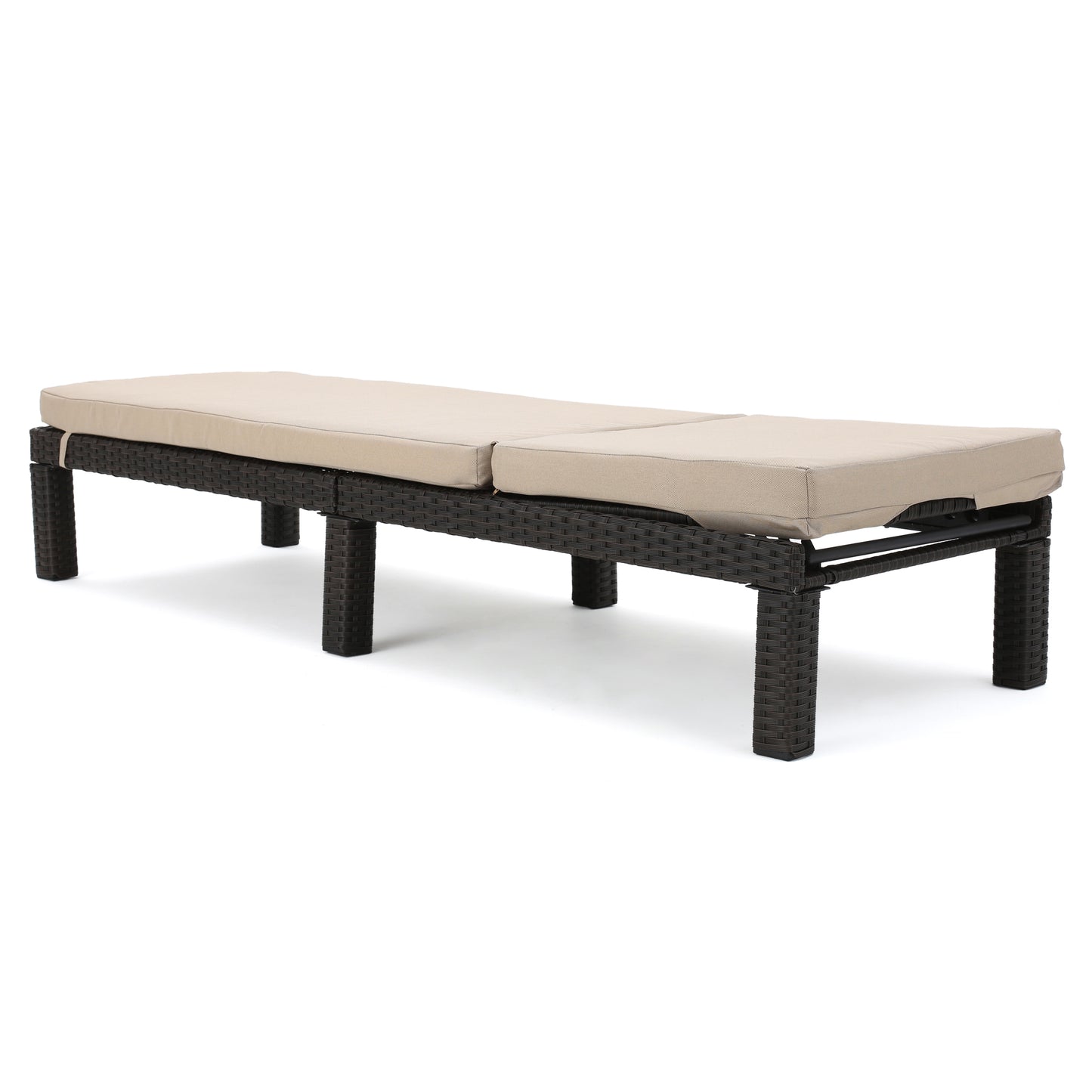 PUERTA KD CHAISE LOUNGE, DARK BROWN FRAME WITH BEIGE CUSHION
