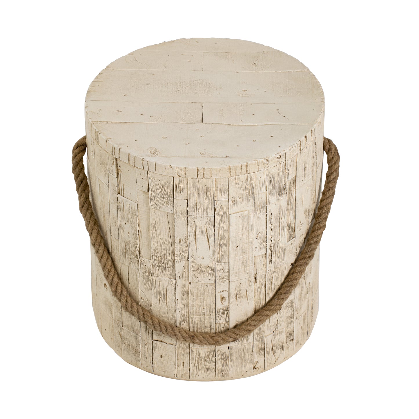 Outdoor Wood Grain Rustic MGO Side Table with Realistic Wood Vibe & Simulated Braided Cord – Indoor End Table for Home, Office, Living Room & Outdoor Decor