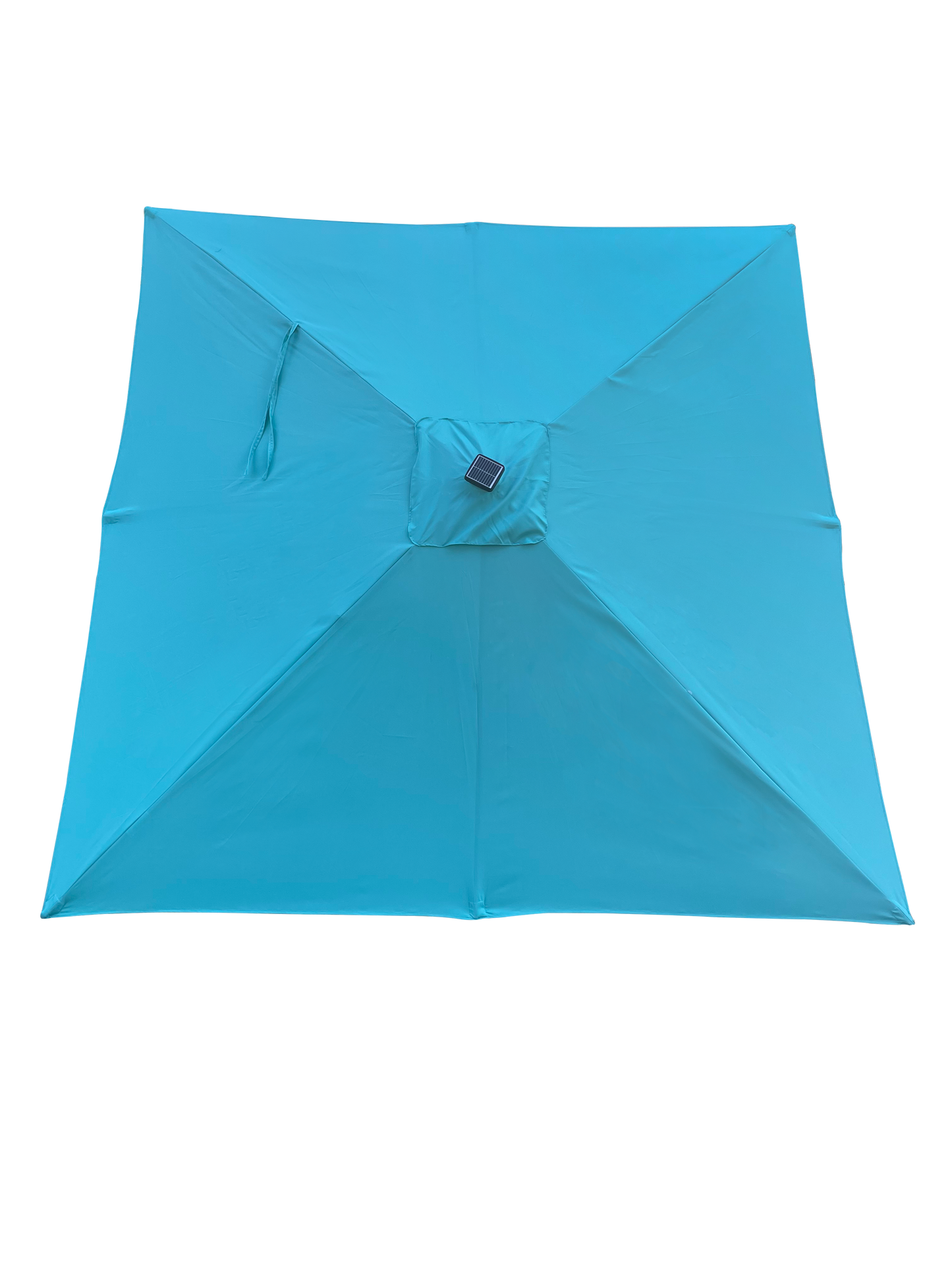 Square 2.5X2.5M Outdoor Patio Umbrella Solar Powered LED Lighted Sun Shade Market Waterproof 8 Ribs Umbrella with Crank and Cross Base for Garden Deck Backyard Pool Shade Outside Deck Swimming Pool