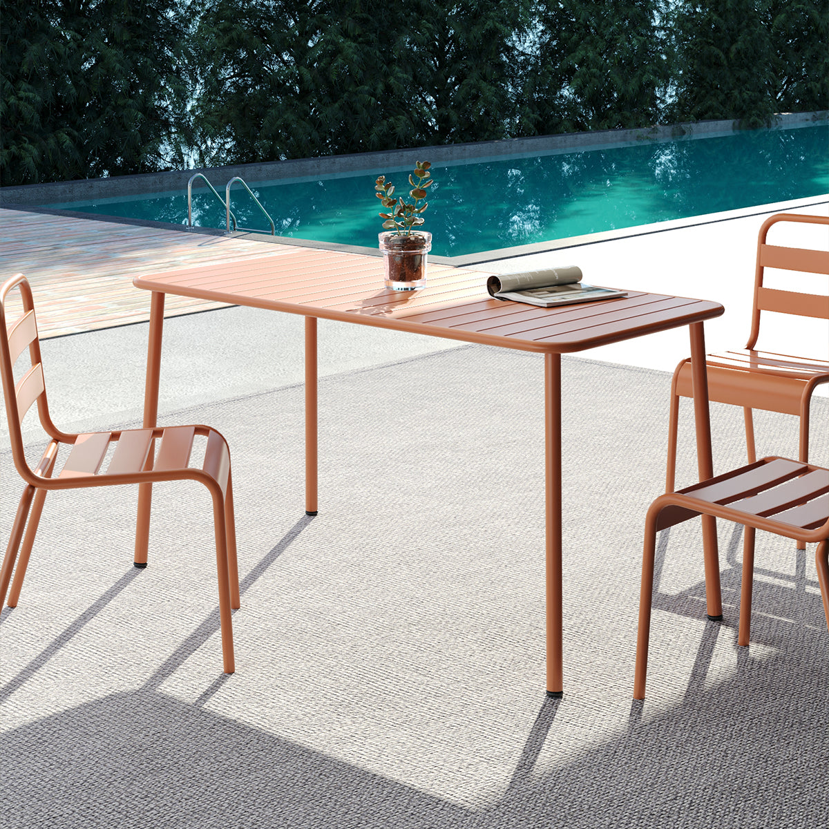 Sella long table outdoor (red)dining table villa courtyard balcony table outdoor leisure table simple garden waterproof table