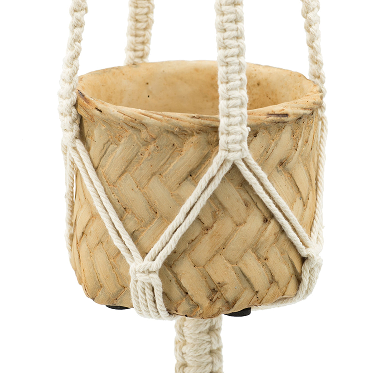 Set of 2, 5x5x4.5" Hanging Planter With Cotton Hanger, Bohemian Style