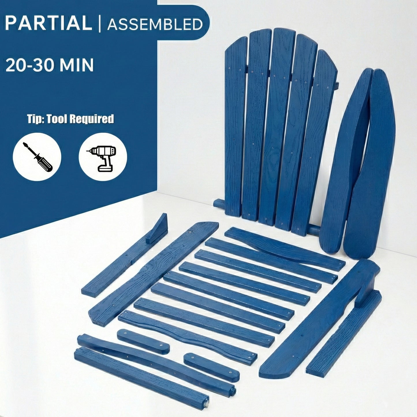Wood Lounge Patio Chair for Garden Outdoor Wooden Folding Embossed Adirondack Chair Solid Wood Lounge Patio Chair with Wood Grain