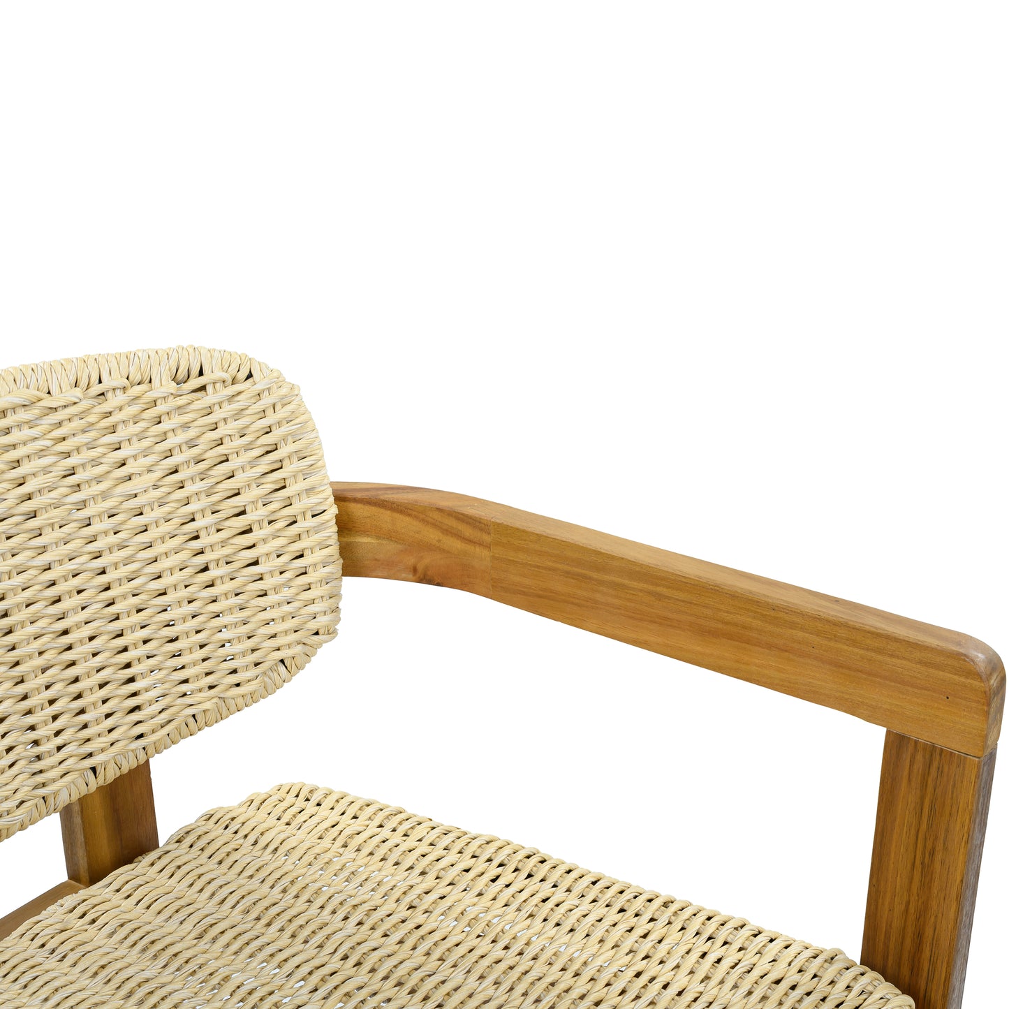 Outdoor Woven Rattan Chair Set Two Accent Chairs Stylish Outdoor Armchairs 2 Person Seating Group Ergonomic Garden Chairs for Patio, Outdoor, Teak Finish+Natural Rattan