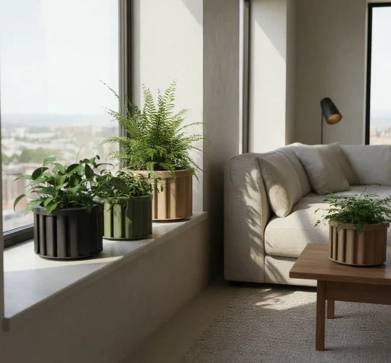 Round Strata Planter MD - Grey Brown