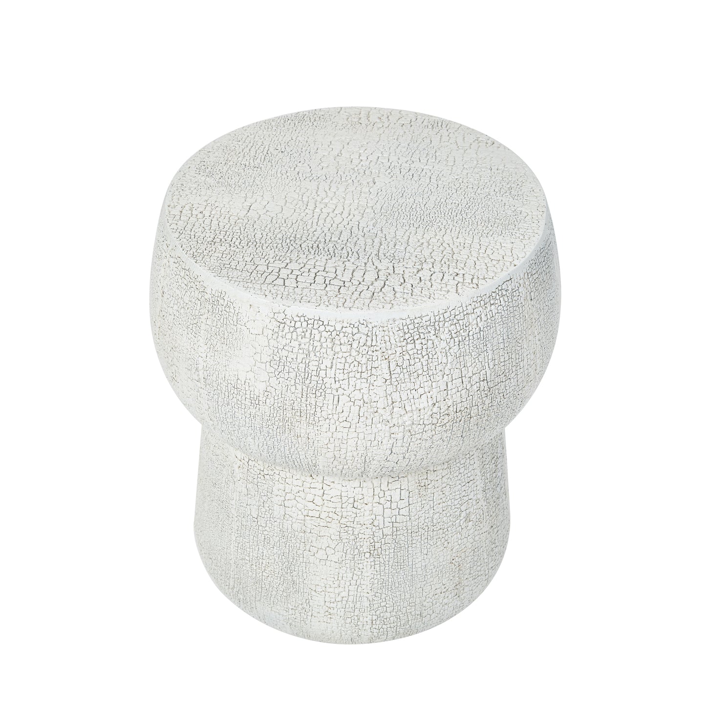 U_Style Outdoor Patio Accent Table with Crack process , Morden Concrete coffee Table with Double Barrel Shape Outdoor Side Table, Garden Stoolsl  for Patio,Garden, Backyard.
