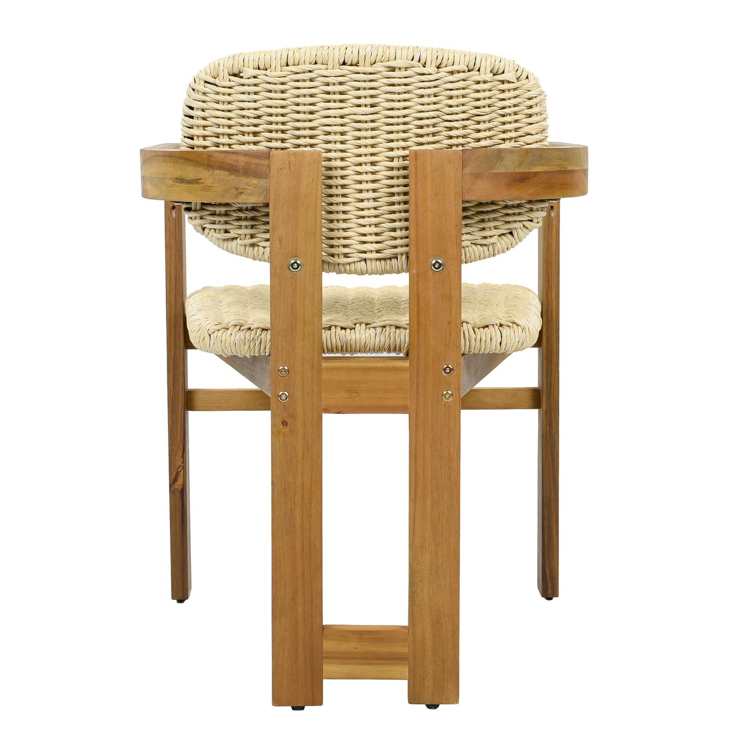 Outdoor Woven Rattan Chair Set Two Accent Chairs Stylish Outdoor Armchairs 2 Person Seating Group Ergonomic Garden Chairs for Patio, Outdoor, Teak Finish+Natural Rattan