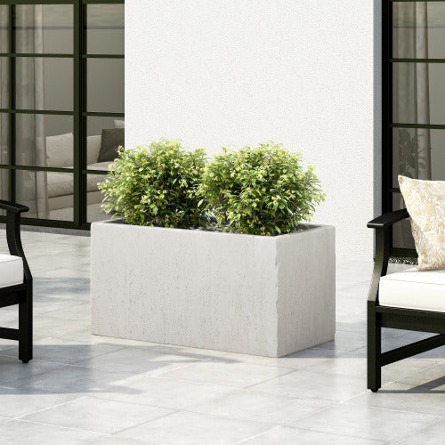 35.25 in. Outdoor Large Planter, White Magnesium Oxide Lightweight Concrete Square Garden Planter for Indoor and Outdoor