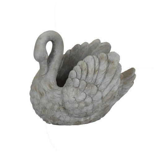 15.5 in. Swan Gray Composite Planter Decorative Pots Indoor/Outdoor Patio Garden Decor (15.5 in. W x 16.5 in. H) 1-Pack