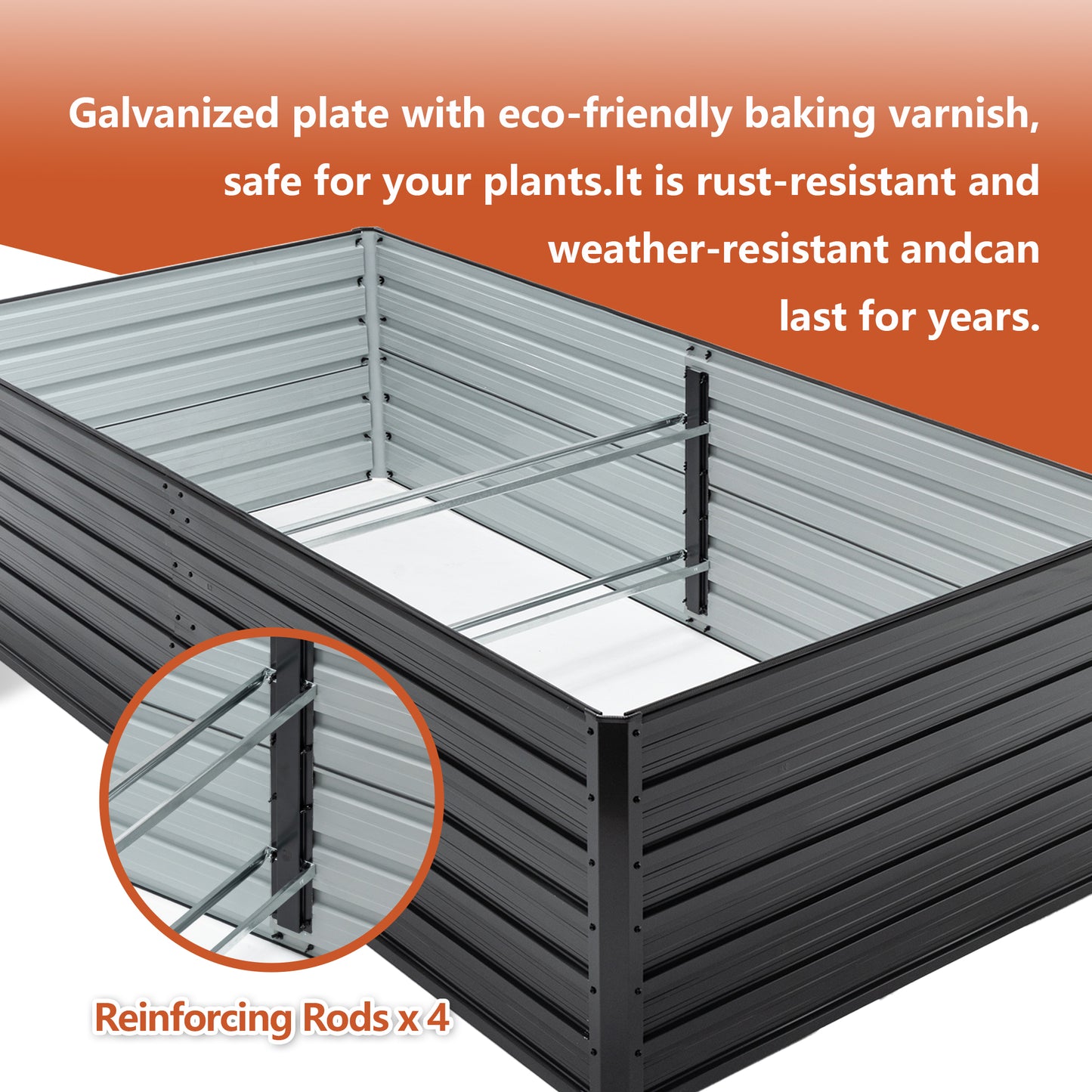 Metal Raised Garden Bed Outdoor 7.2x3.6x2 FT Galvanized Raised Garden Bed Kit,Vegetable Boxes-Rectangle Metal Flower Box,Large Planter Raised Beds Outdoor Garden for Planting,Fruit,Herb-Black
