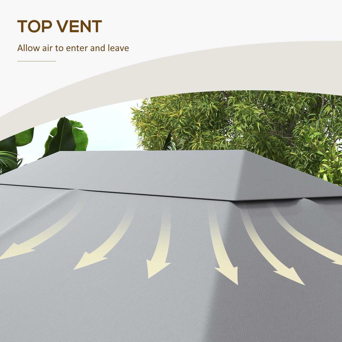 Outsunny 10' x 13' Gazebo Canopy Replacement, Outdoor Gazebo Cover Top Roof Replacement with Vents and Drain Holes, (TOP COVER ONLY), Light Gray