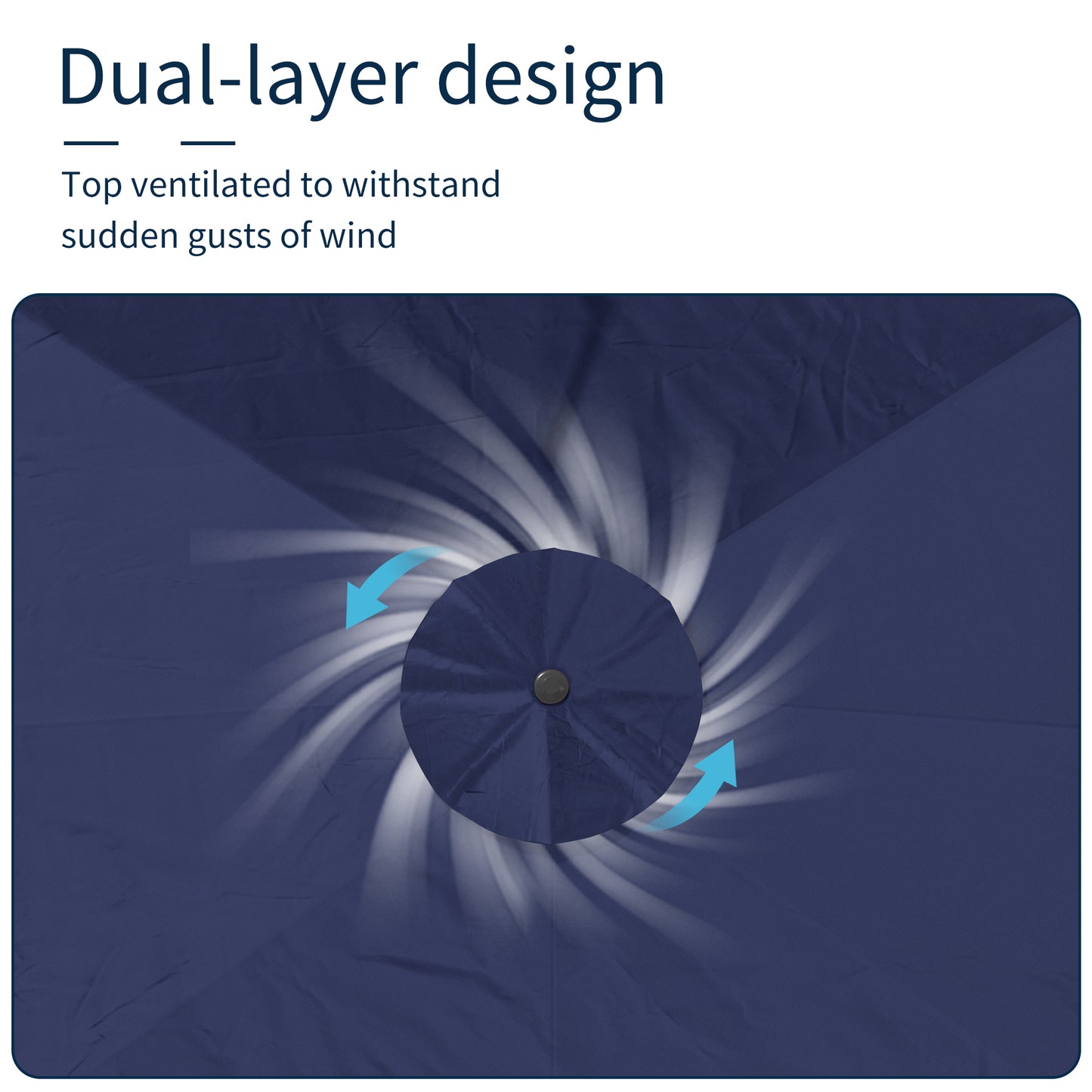 11FT Square Cantilever Patio Umbrella with LED Light in Navy Blue(without Umbrella Base)