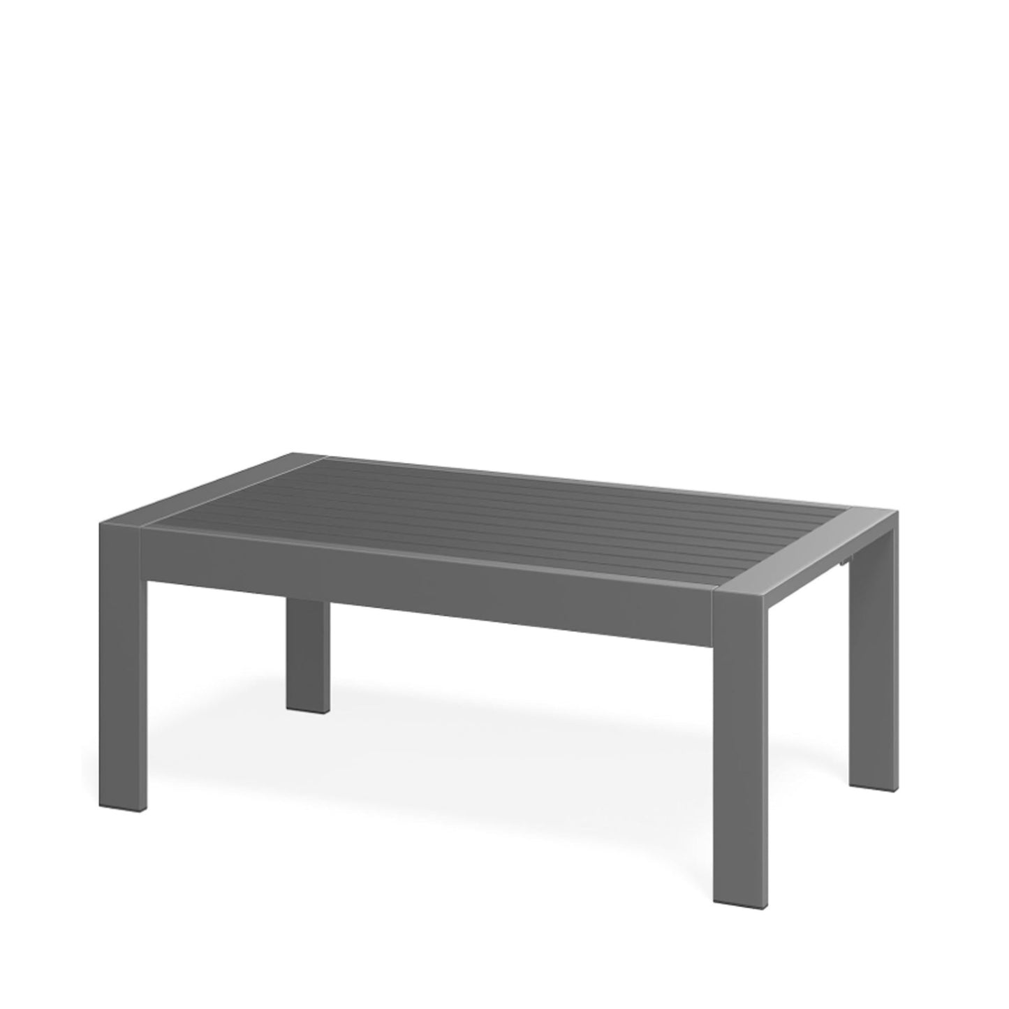 43" x 24" All-Weather Metal Outdoor Coffee Table with Wood-Look Top and Gray Frame