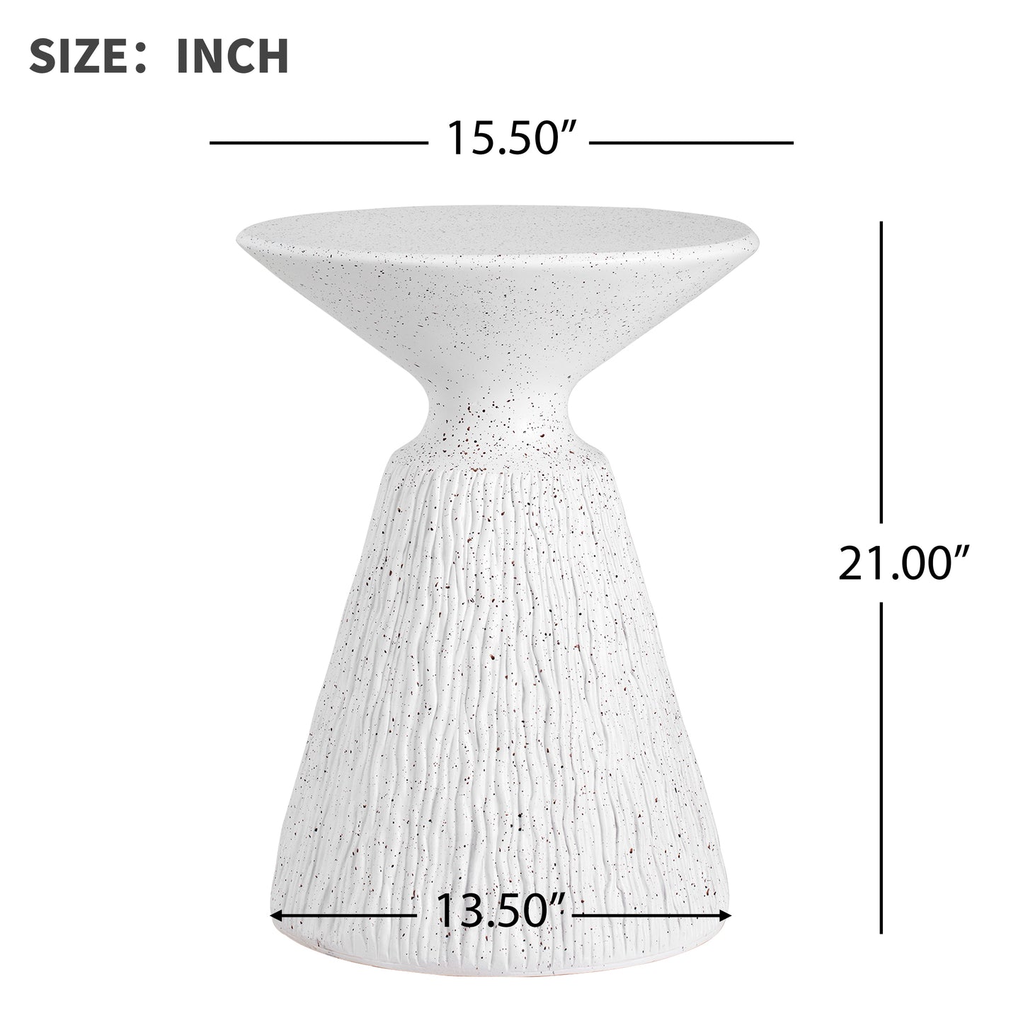 Outdoor White Marble Retro Speckled Textured All-Weather MGO Side Table – Indoor End Table for Home, Office, Living Room & Patio Decor