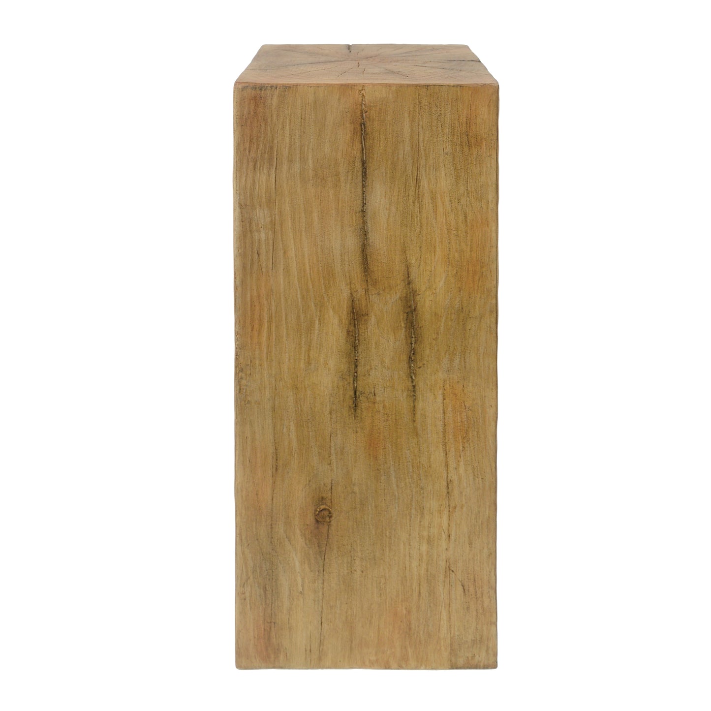 Wood-Look Square-Column MGO End Table,  H33.75",Wood-Like Distressed Finish, Mix with Different Heights, Indoor Outdoor Use,Natural Color