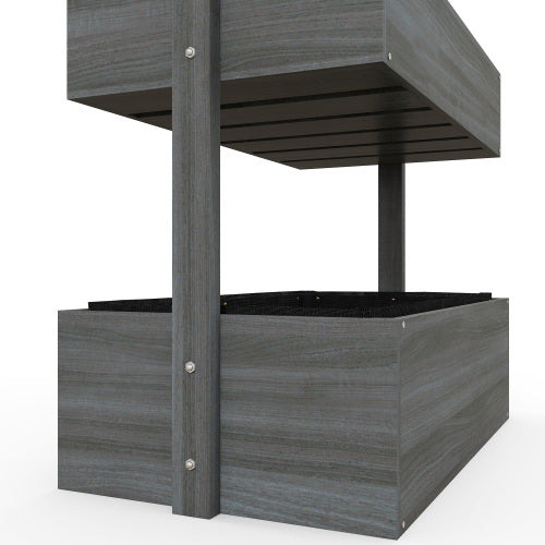 Outsunny Vertical 4 Tier Raised Garden Bed, Wooden Planter Box, Self-Draining with Bed Liner for Indoor Outdoor Flowers, Vegetables and Herbs, Gray