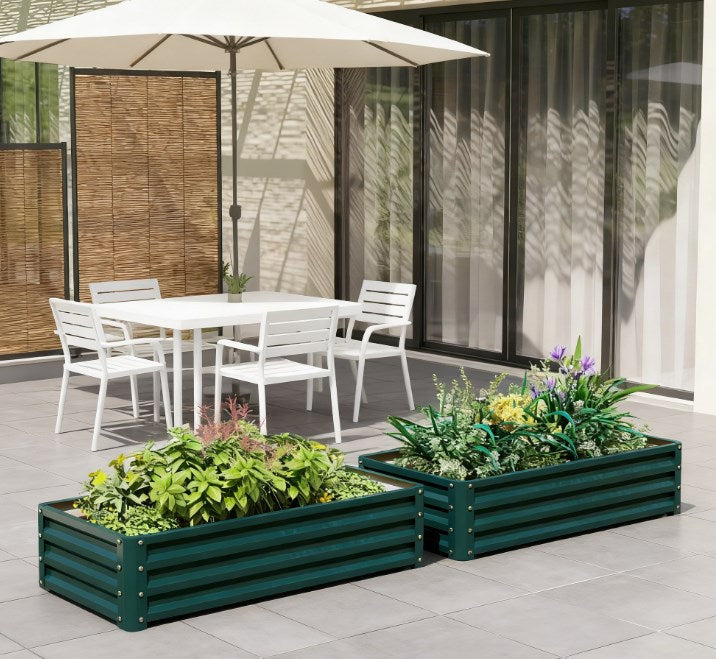 Metal Planter Box,Galvanized Raised Garden Bed,for Growing Vegetables,Flowers,Herbs,Succulents