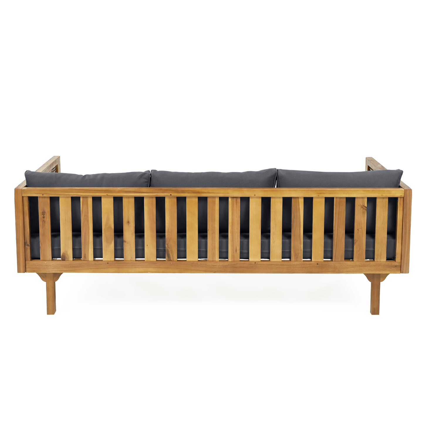 CLAREMONT 3 SEATER DAYBED WITH RATTAN ARMS (DARK GREY CUSHION)