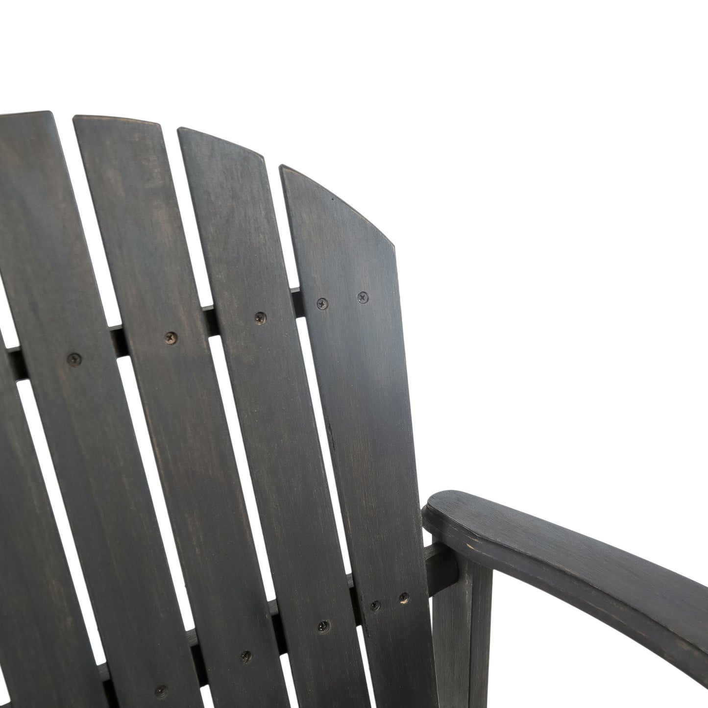 Outdoor Acacia Wood Adirondack Barstools, Set of 2, Dark Gray