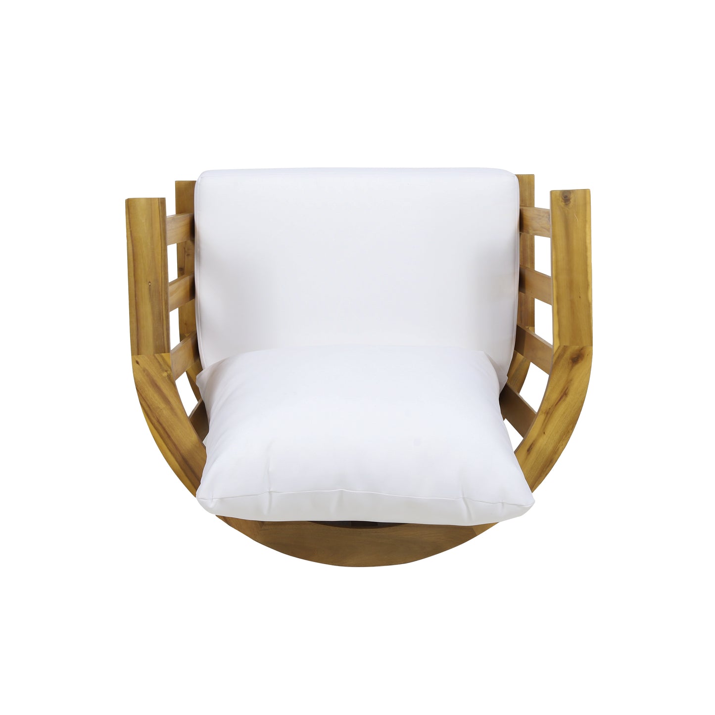 Outdoor Acacia Wood Patio Club Chair, Wooden Patio Furniture,Waterproof Thick Cushion Deep Seating for Porch, Garden, Backyard, Balcony, Weight Capacity 400lbs, Teak Finish, White