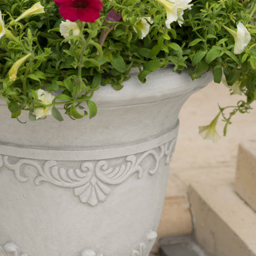 17 in. W x 20 in. H White Stone Urn
