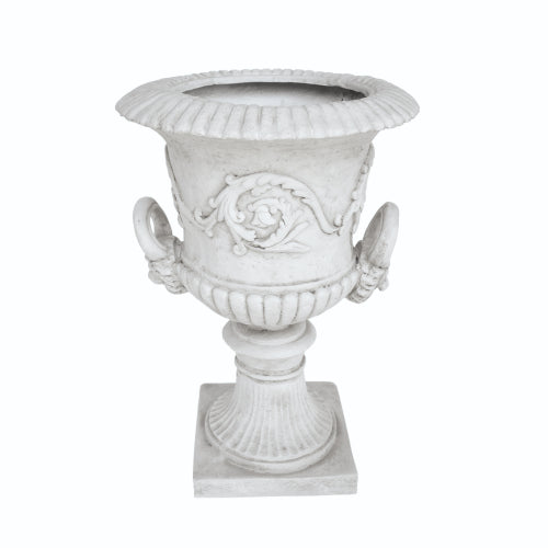 18.75 in. W x 28.25 in. H Concrete Garden Urn Planter in White