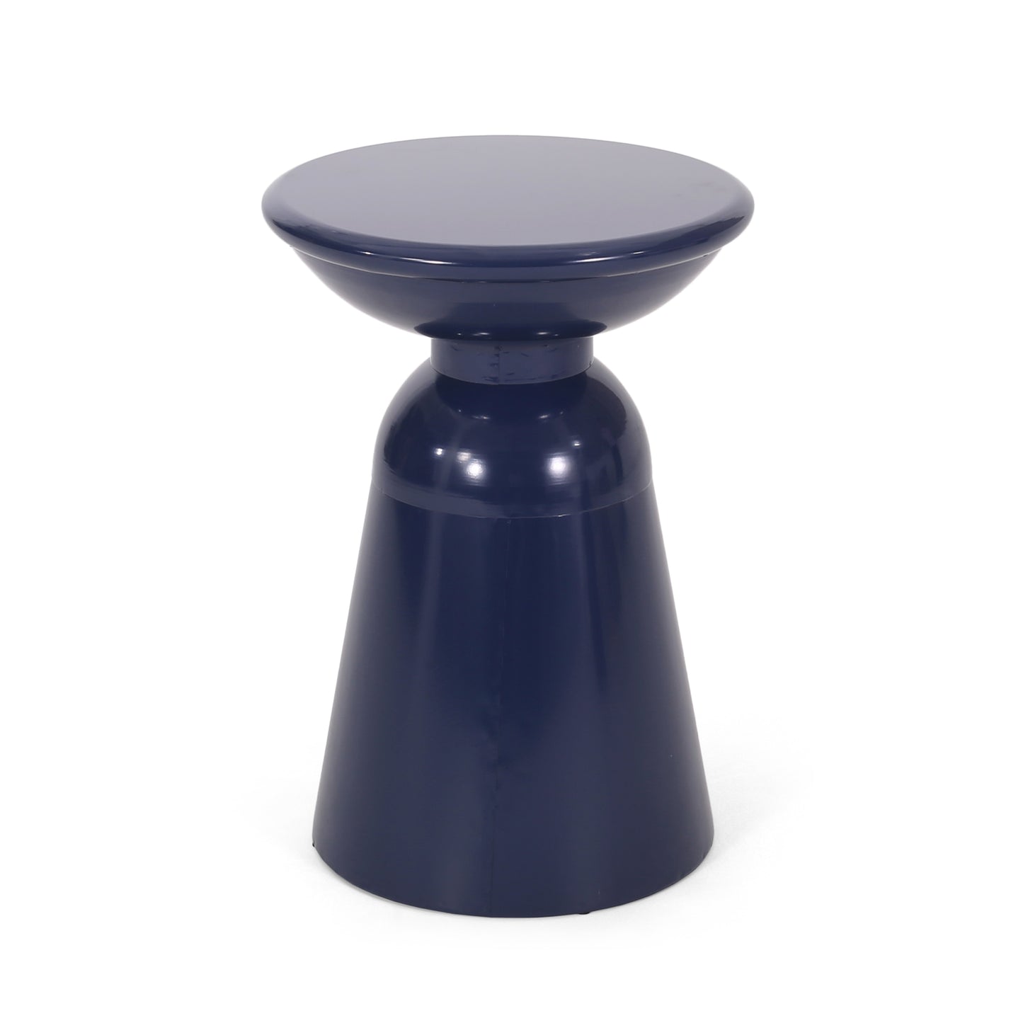 Serenita Outdoor Iron Side Tables with Flared Design, Set of 2 , Navy Blue