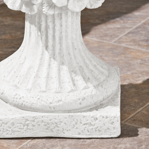 Large Light Metal Magnesium Oxide Indoor/Outdoor Planter (11.75 in. W x 19.5 in. H) Deluxe Pedestal