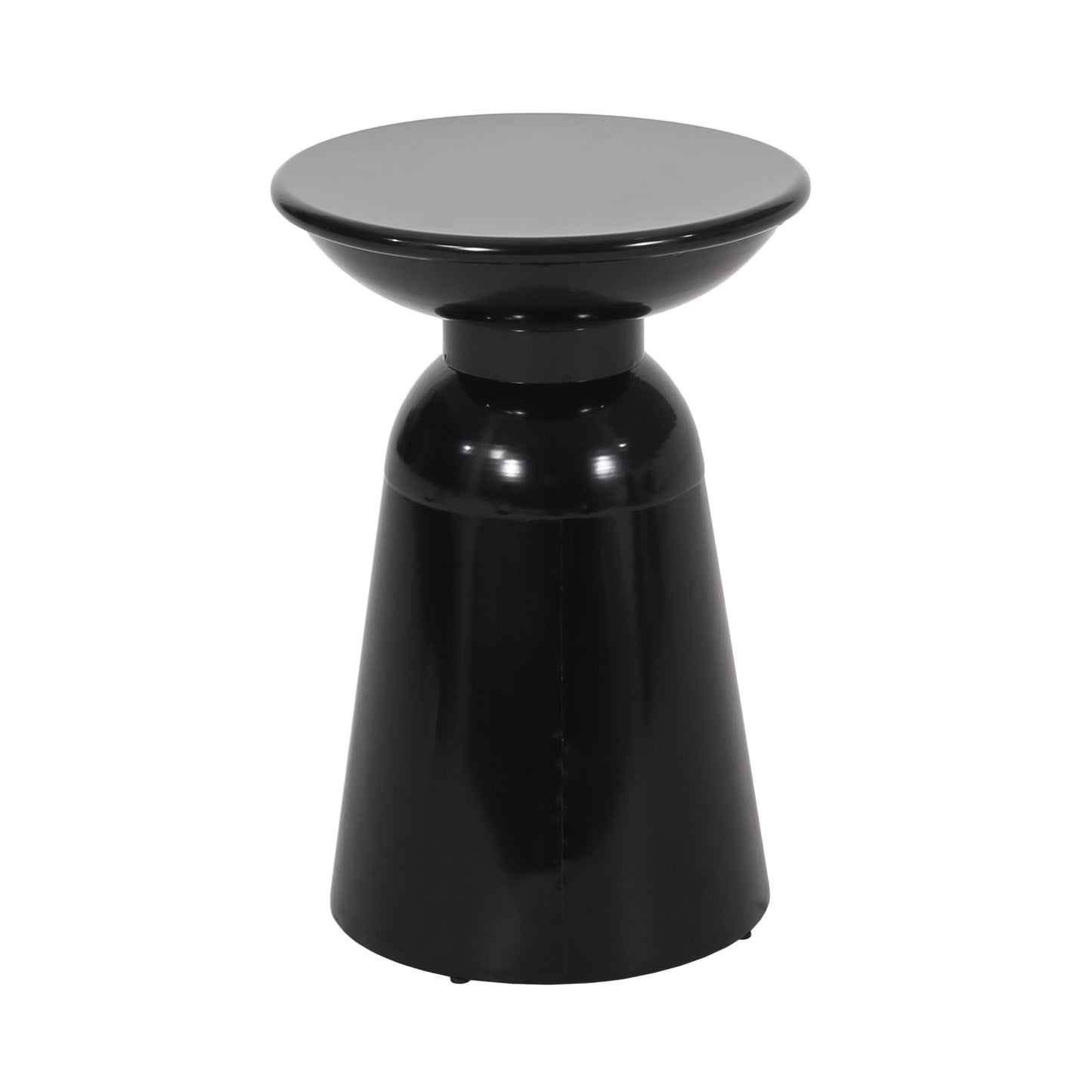 Serenita Outdoor Iron Side Tables with Flared Design, Set of 2 , Black