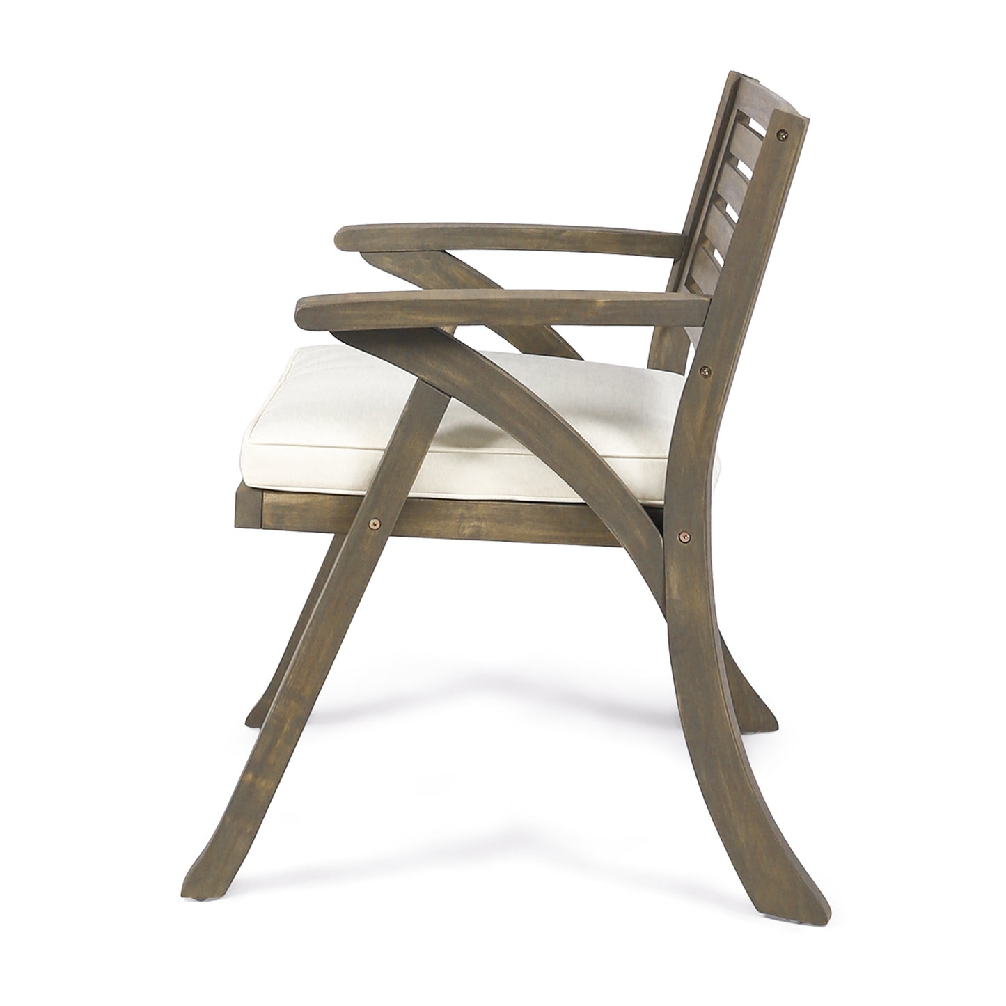 Helen Outdoor Acacia Wood Dining Chair, Gray and Crème(Set of 2)