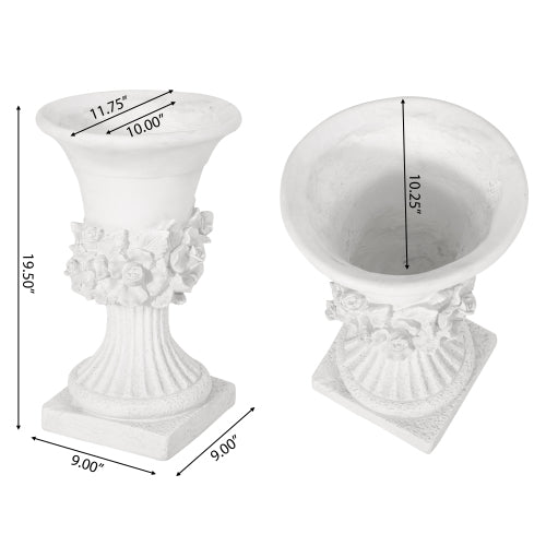 Large Light Metal Magnesium Oxide Indoor/Outdoor Planter (11.75 in. W x 19.5 in. H) Deluxe Pedestal