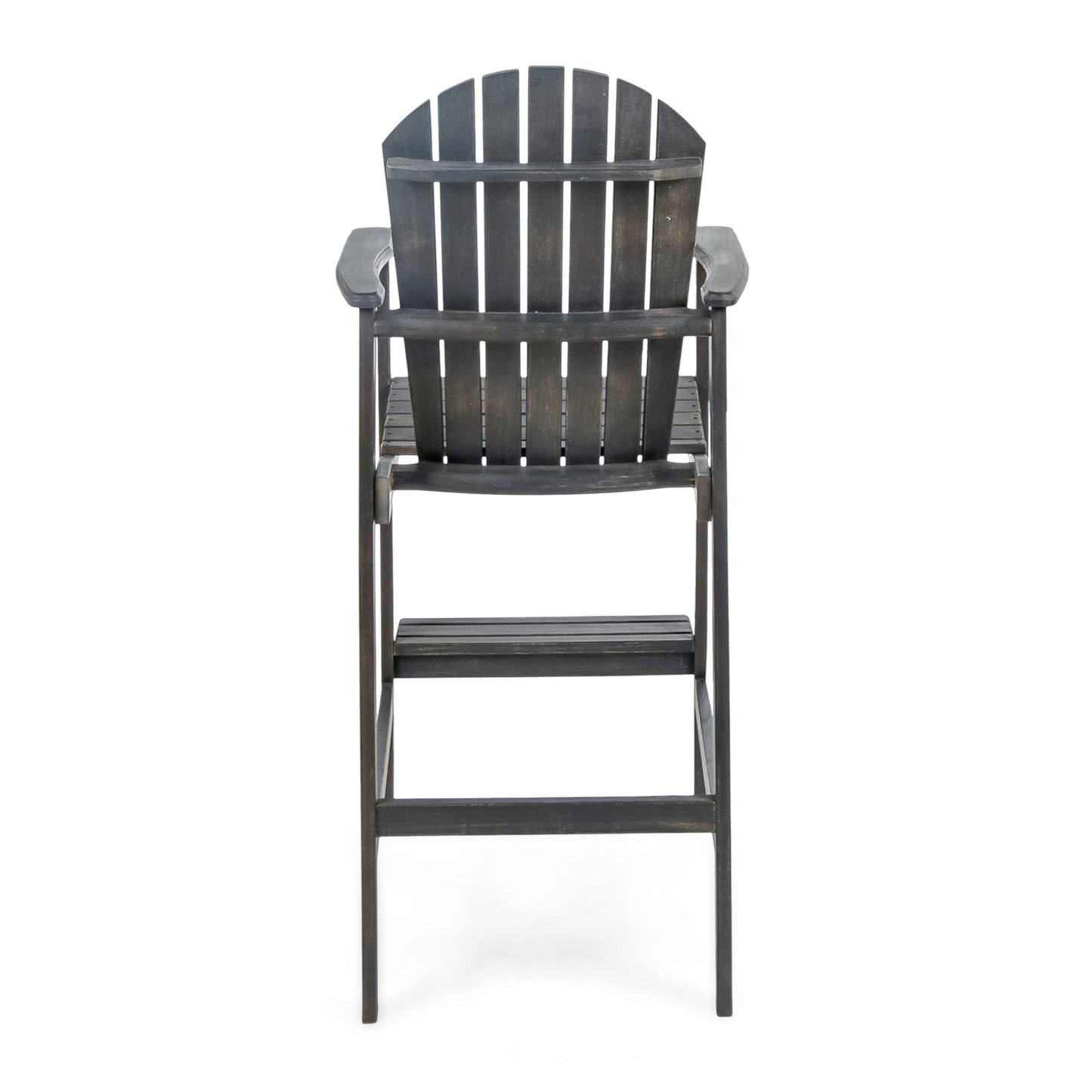 Outdoor Acacia Wood Adirondack Barstools, Set of 2, Dark Gray