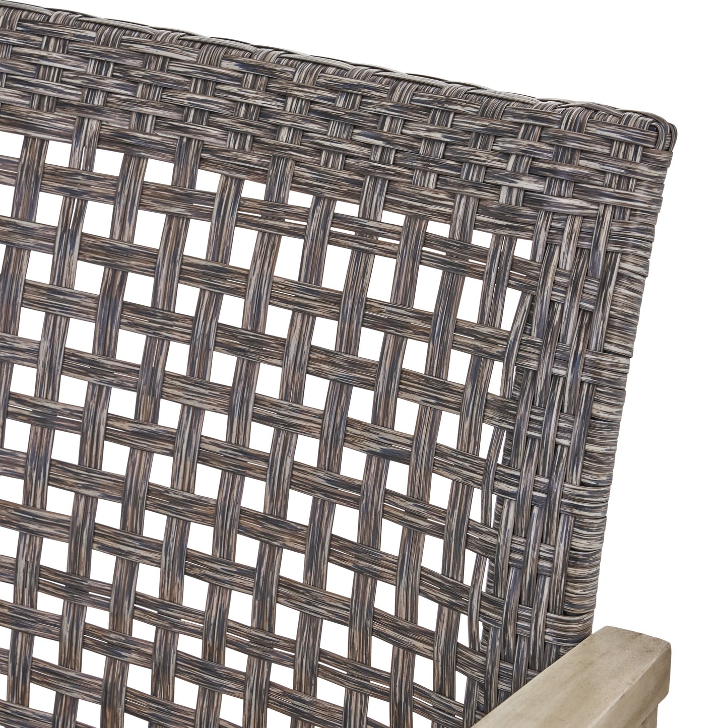 HAMPTON Outdoor Acacia Wood Wicker Loveseat, Patio Furniture Conversation Set for Backyard