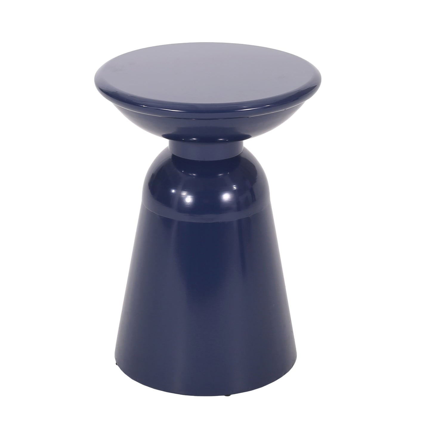 Serenita Outdoor Iron Side Tables with Flared Design, Set of 2 , Navy Blue