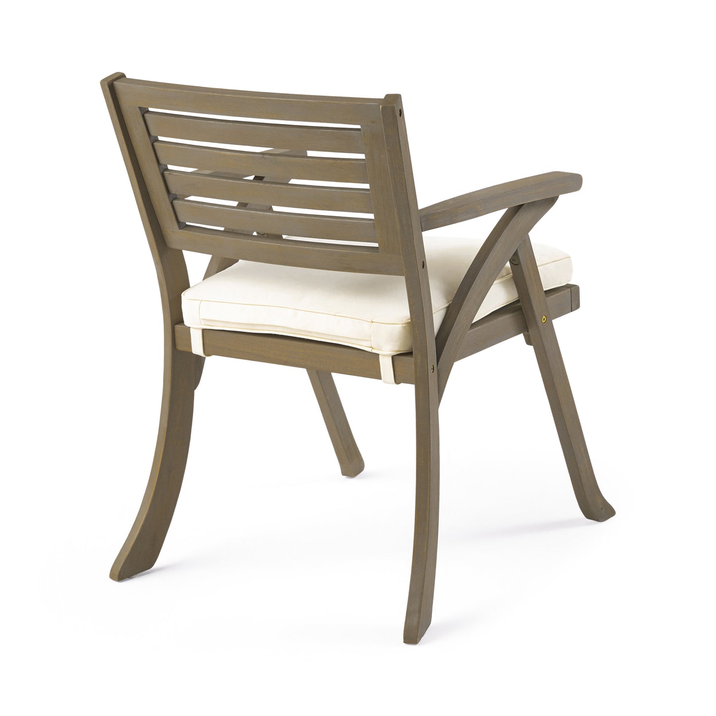 Helen Outdoor Acacia Wood Dining Chair, Gray and Crème(Set of 2)
